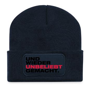 wieder_unbeliebt_gemacht_au2 - Recycelte Patch Beanie - French Navy - Vorne