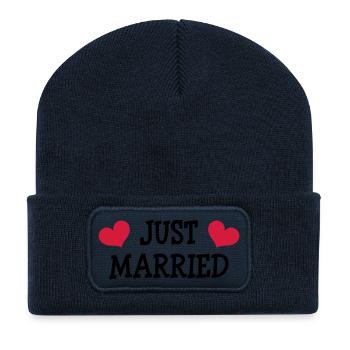 Just Married - Wedding - Recycled Patch Beanie - french navy - Front