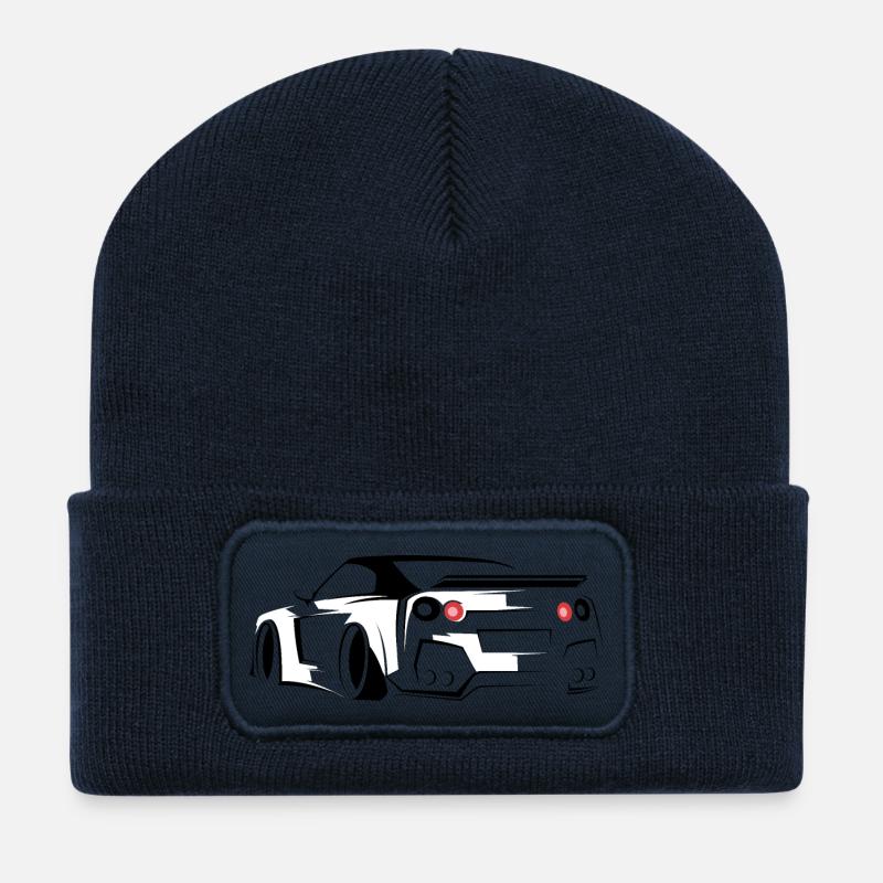skyline gtr cars Symbol sketch illustration - Recycelte Patch Beanie - French Navy