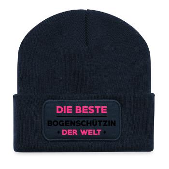 Bogenschießen Bogenschütze Bogenschiessen Bogen - Recycelte Patch Beanie - French Navy - Vorne