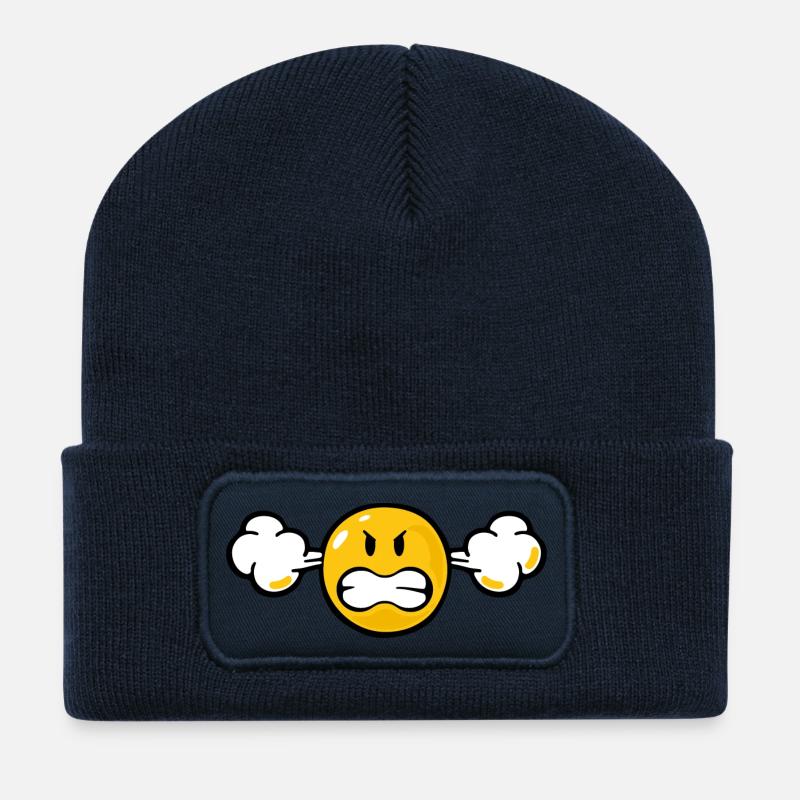 Smiley Anger Fuming - Recycelte Patch Beanie - French Navy