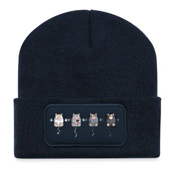 Mignon Chats - Beanie recyclé à patch - bleu marine - Devant