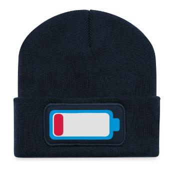 batterie decharge vide faible icone 1701 - Beanie recyclé à patch - bleu marine - Devant