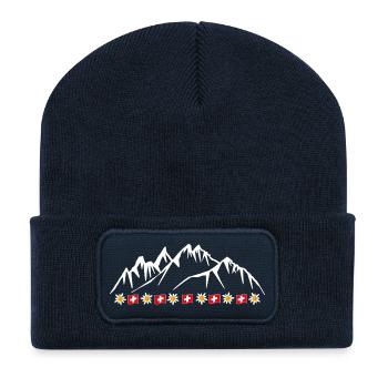 Switzerland, Vacation, Alps, Glacier with Edelweiss - Recycled Patch Beanie - french navy - Front