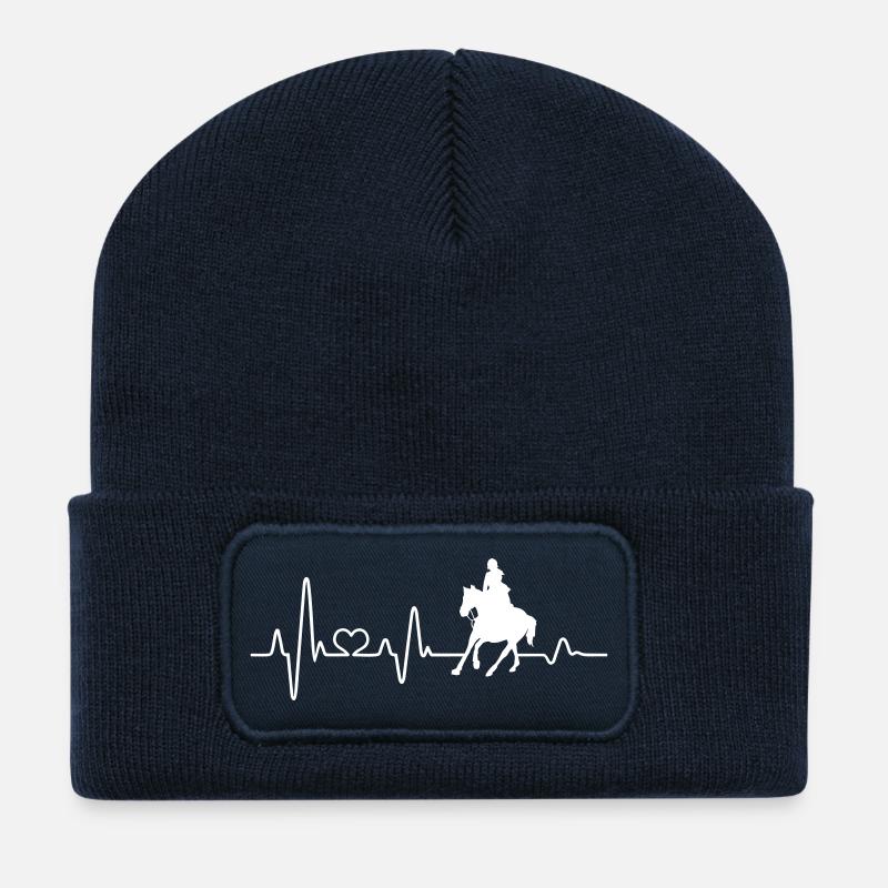 cavalier équitation fille battement de cœur cavalier - Beanie recyclé à patch - bleu marine