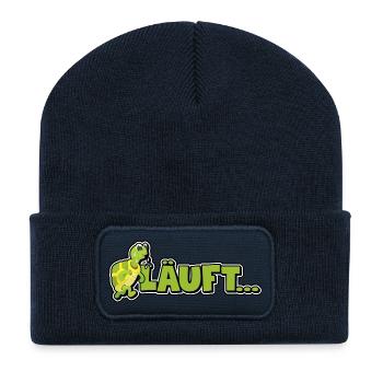 Läuft... - Schildkröte - Recycelte Patch Beanie - French Navy - Vorne