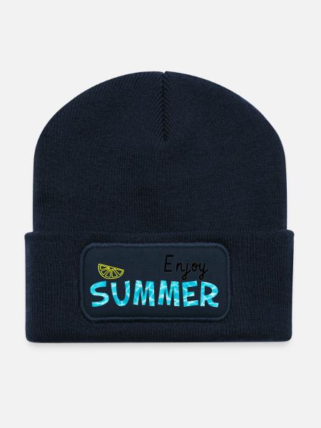 Genieße den Sommer - Limette cool Sommer Geschenk - Recycelte Patch Beanie - French Navy