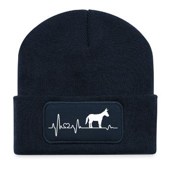 Donkey heartbeat Muli mule farm farmer - Recycled Patch Beanie - french navy - Front