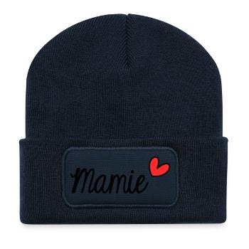 MAMIE. BONNE FÊTE MAMIE. SUPER MAMIE. MAMIE. FÊTE - Beanie recyclé à patch - bleu marine - Devant