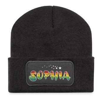 Prénom Sophia Nom de jeune fille cadeau - Beanie recyclé à patch - charbon - Devant