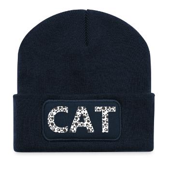 closing, Cat V2, Tier tatzen muster - Recycelte Patch Beanie - French Navy - Vorne
