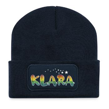 First name Klara maiden name Name gift colorful - Recycled Patch Beanie - french navy - Front