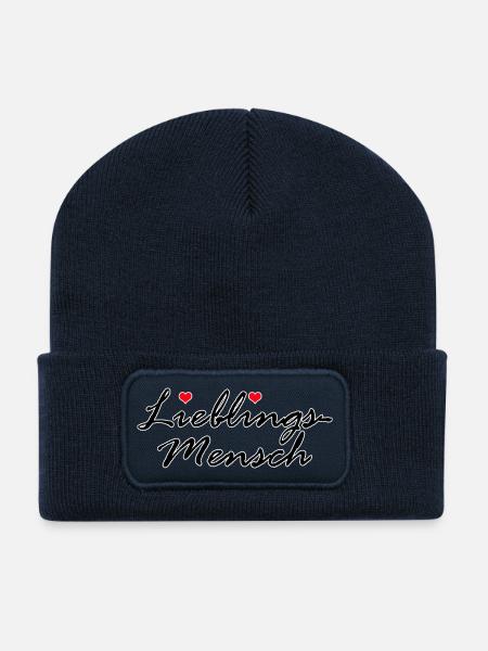 LIEBLINGSMENSCH LIEBE HERZ VALENTINSTAG GESCHENK - Recycelte Patch Beanie - French Navy