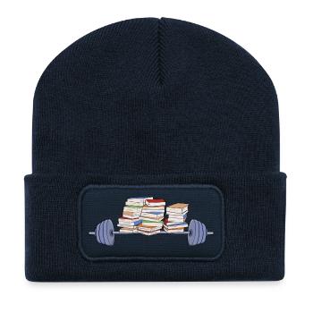 Lifting weights and books - Recycled Patch Beanie - french navy - Front