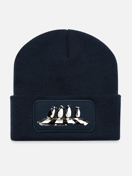 Pingouins - Beanie recyclé à patch - bleu marine