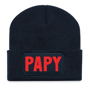 PAPY. FÊTE DES PÈRES. BONNE FÊTE PAPY. JE T'AIME. - Beanie recyclé à patch - bleu marine - Devant