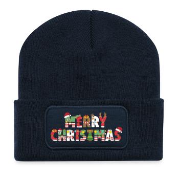 Merry Christmas - Recycelte Patch Beanie - French Navy - Vorne