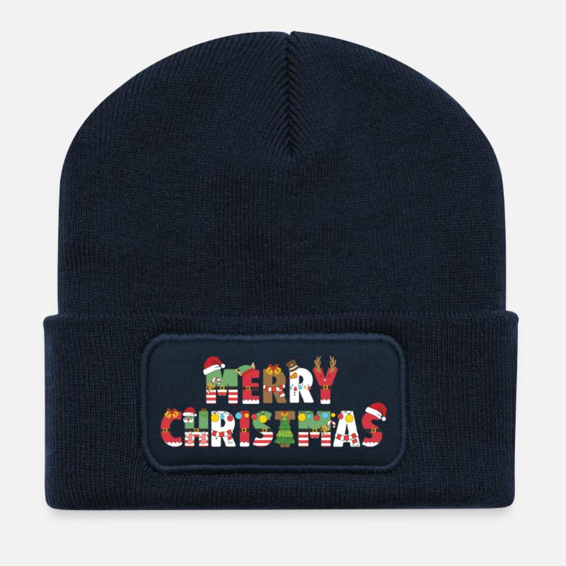 Merry Christmas - Recycelte Patch Beanie - French Navy