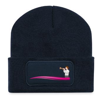 Musician TROMPETER on Wave - Text Template - Recycled Patch Beanie - french navy - Front