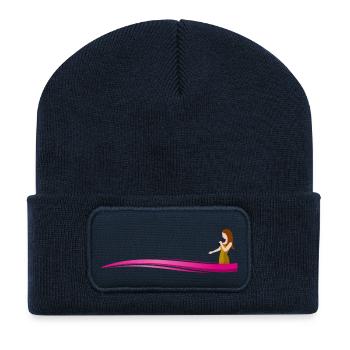 Singing woman | Singer on wave - Recycled Patch Beanie - french navy - Front