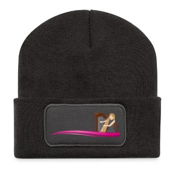 Harpist on Wave | Musician on wave - Recycled Patch Beanie - dark grey - Front