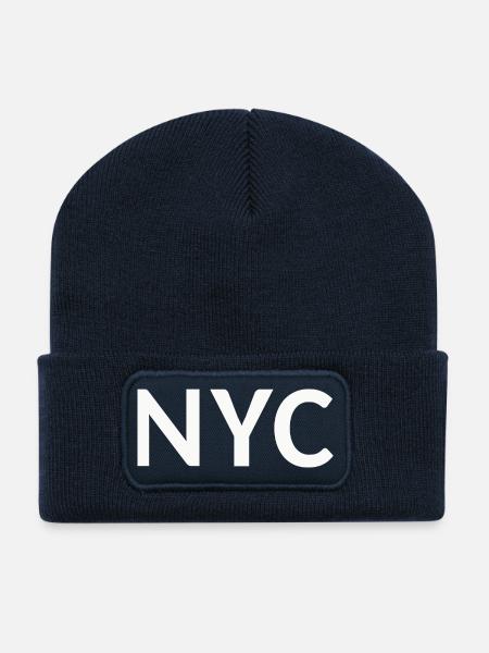 NYC Schriftzug - Recycelte Patch Beanie - French Navy