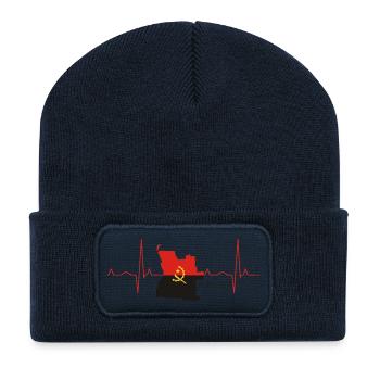 Angola Herzschlag - Recycelte Patch Beanie - French Navy - Vorne