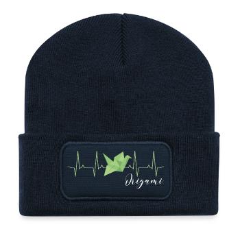 Origami Heartbeat - Recycelte Patch Beanie - French Navy - Vorne