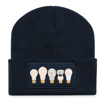 Cool Vintage Retro Light Bulbs - Recycled Patch Beanie - french navy - Front