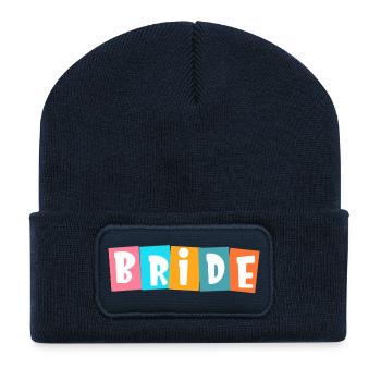 Team Bride! Personalisierbar - Recycelte Patch Beanie - French Navy - Vorne