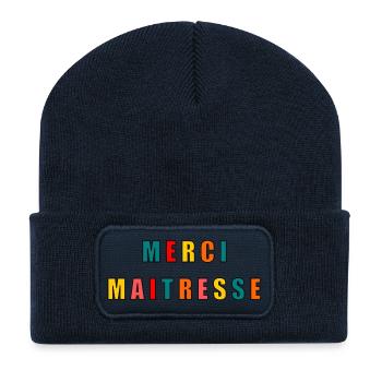 MERCI. MAÎTRESSE. MAÎTRE. MERCI MAÎTRESSE - Beanie recyclé à patch - bleu marine - Devant