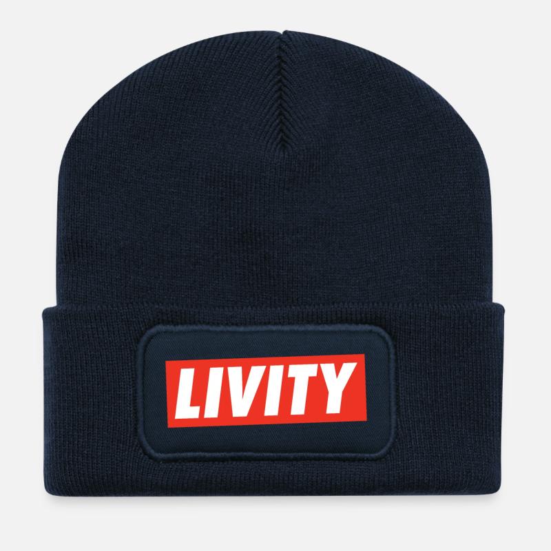 Livity Jah Rastafari Rasta One Love INI Roots - Recycelte Patch Beanie - French Navy