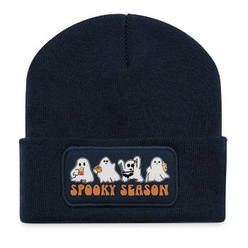 Fantômes d’Halloween - Saison effrayante - Beanie recyclé à patch - bleu marine - Devant