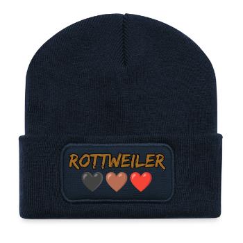 Rottweiler Schriftzug Herzfarben - Recycelte Patch Beanie - French Navy - Vorne