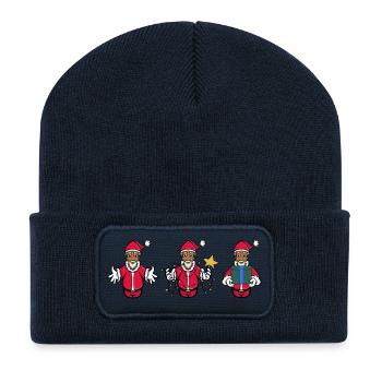 Frohe Weihnachten Weihnachtsmänner - Recycelte Patch Beanie - French Navy - Vorne