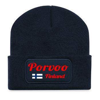 Porvoo Finland - Stylish prints - Recycled Patch Beanie - french navy - Front