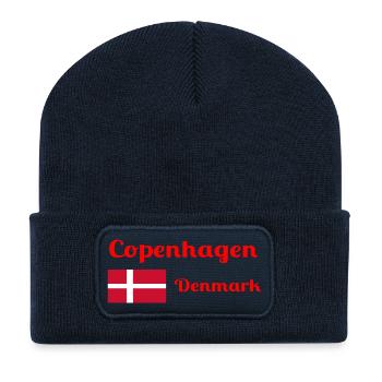 Copenhagen Denmark - Stylish prints - Recycled Patch Beanie - french navy - Front