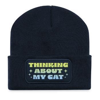 Thinking About My Cat - Recycelte Patch Beanie - French Navy - Vorne