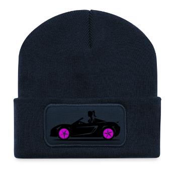 Frau Sportwagen Cabrio Auto - Recycelte Patch Beanie - French Navy - Vorne