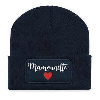 Mamounette - Beanie recyclé à patch - bleu marine - Devant