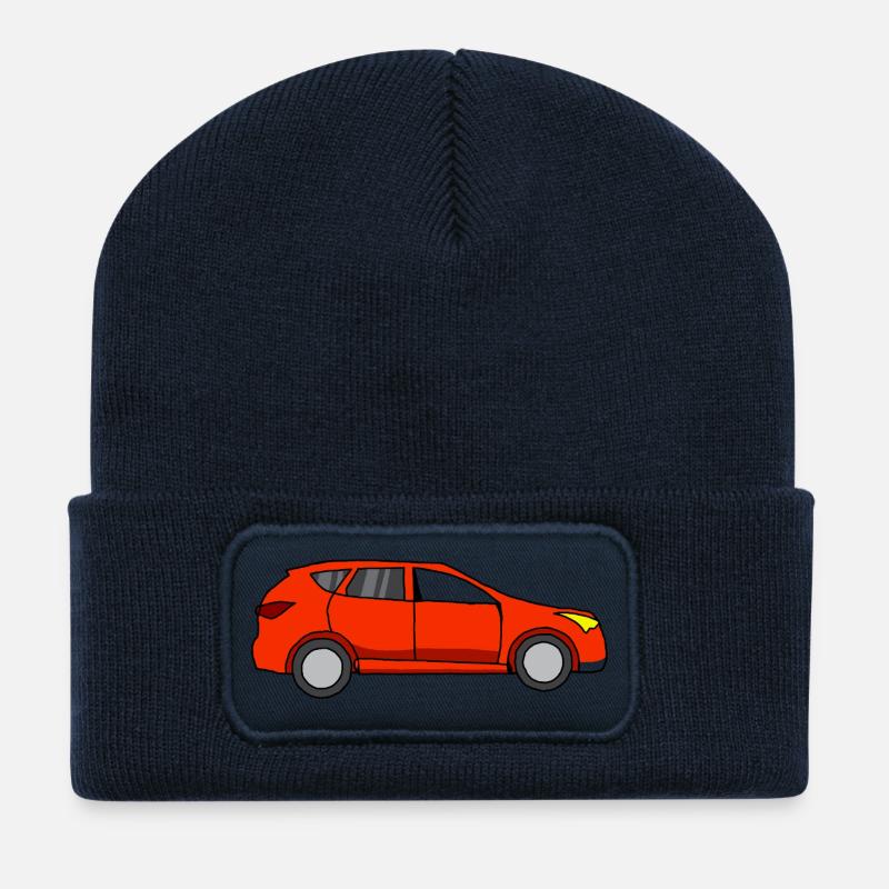 En voiture - Beanie recyclé à patch - bleu marine
