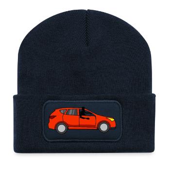 Mit dem Auto Simone - Recycelte Patch Beanie - French Navy - Vorne