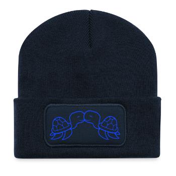 2 Water Turtles Couple In Love Kissing Cute - Recycled Patch Beanie - french navy - Front