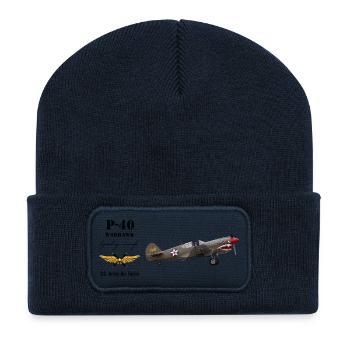 P-40 Warhawk - Recycled Patch Beanie - french navy - Front