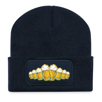 Beer Party Beer Glass Toast - Recycled Patch Beanie - french navy - Front