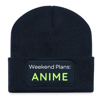 Anime Wochenendpläne Grafikdesign - Recycelte Patch Beanie - French Navy - Vorne