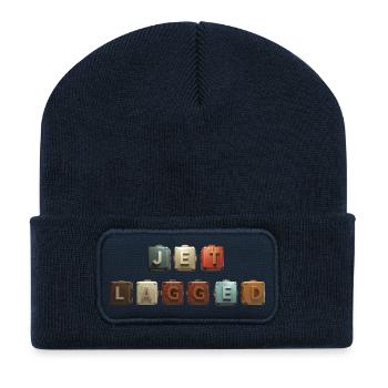 JET LAGGED – Koffer in der Luft - Recycelte Patch Beanie - French Navy - Vorne