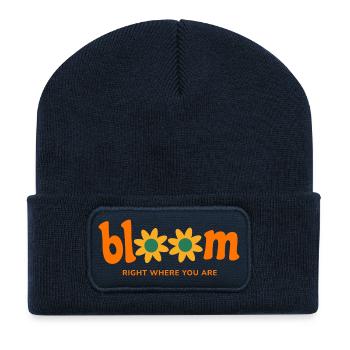 🌻Blühe genau dort, wo du gepflanzt bist Psalm 92,13 - Recycelte Patch Beanie - French Navy - Vorne