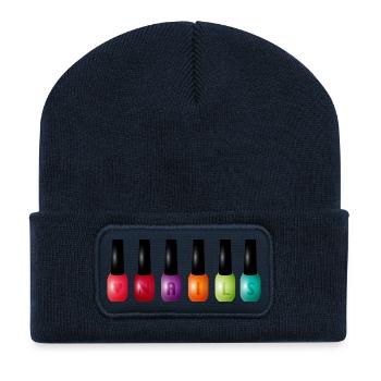 Colorful nail polish with "Nails" typography motif - Recycled Patch Beanie - french navy - Front