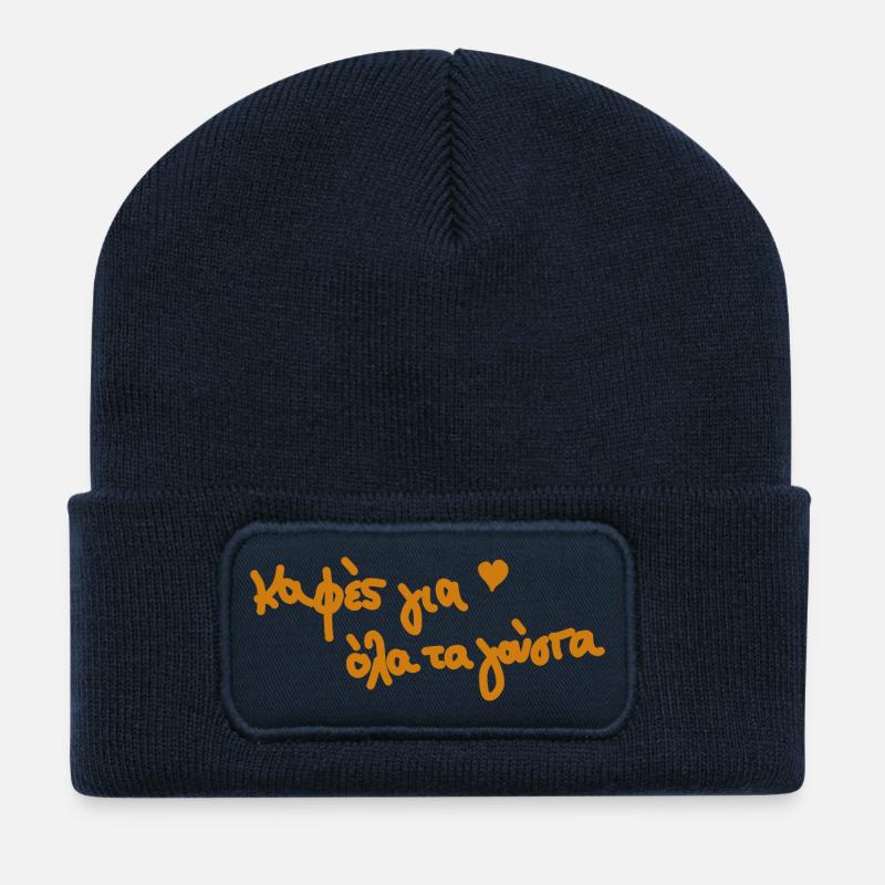 griechescher Kaffee Griechenland  - Recycelte Patch Beanie - French Navy